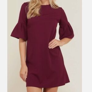 Banana Republic Burgundy Bell Sleeve Shift Dress